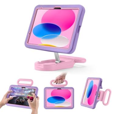 Imagem de Capa infantil para iPad (A16) 11ª/10ª geração 10,9 polegadas 2025/2022, suporte ajustável para retrato/paisagem/à prova de quedas com alça, capa adequada para crianças para iPad Air 11 (M3/M2) 2025