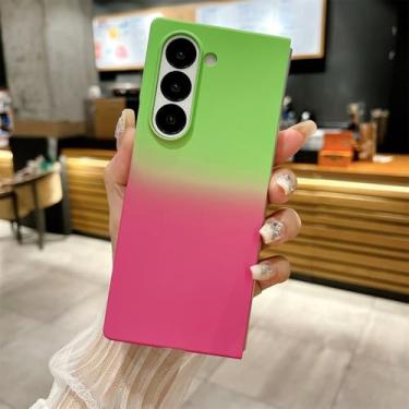 Imagem de Capa de telefone ultrafina fosca gradiente para PC para Samsung Z Fold 6 5 4 5G Fold6 ZFold6 Skin Feel Frosted Shockproof Protection Cover, verde rosa vermelho, para Galaxy Z Fold 5