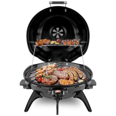 Imagem de Churrasqueira Grill Elétrica até 15 Porções com Grelha Removível, 110V 1600W, Techwood, Preta