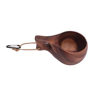 Imagem de Copos de café Copo de Madeira Com Textura de Madeira Exclusiva Design Simples e Elegante Caneca de Acampamento de Madeira Alça Confortável Xícara de café de Madeira para