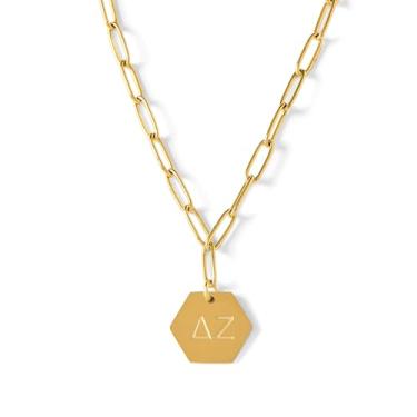 Imagem de Sorority Shop Delta Zeta Colar de clipe de papel — DZ Colar de presentes de irmandade banhado a ouro 18K, presentes Delta Zeta de longa duração para mulheres, tamanho único, banhado a ouro, sem pedra preciosa, One Size, Banhado a ouro, Sem pedra preciosa