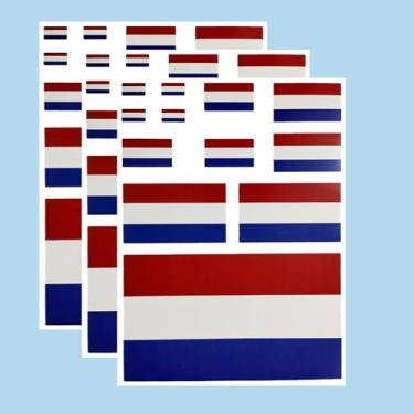 Imagem de Ruoming Ruoming Conjunto de adesivos de bandeira nacional, vários tamanhos, 3 folhas (Holanda)
