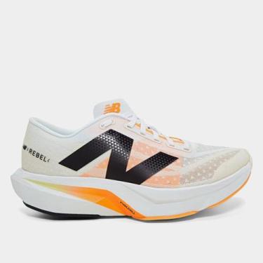 Imagem de Tênis New Balance Fuelcell Rebel V4 Feminino, Branco, Laranja, 37