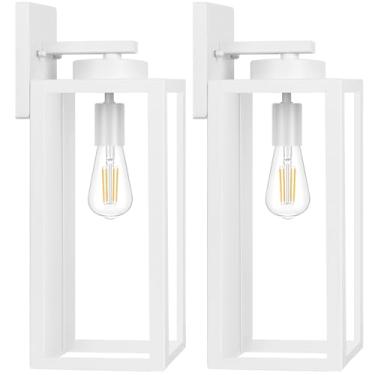Imagem de BesLowe Luminárias De Parede Externas De Tamanho Grande, Luminárias Externas, Arandelas De Varanda Montadas Na Parede, Lanternas De Parede Externas Brancas À Prova D'Água, Luzes Externas Para Porta