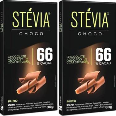 Imagem de Kit 2 Chocolate Stévia Choco 66% Cacau Tudo Zero Leite 80g