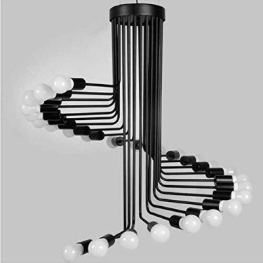 Imagem de LIANG Lustre criativo retrô ferro forjado industrial espiral 3wLED restaurante café decoração escada lustre