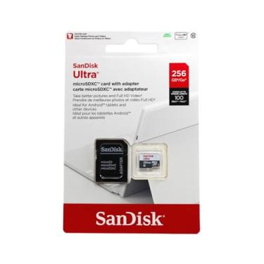 Imagem de Cartão de Memória SanDisk Micro SD 256GB UHS-I Classe 10 com Adaptador - SDSQUNR-256G-GN6TA