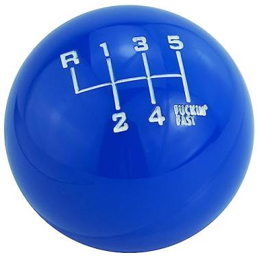 Imagem de Lunsom Manípulo de câmbio de 5 velocidades, manípulos de alavanca de câmbio de engrenagem esférica, manípulo de câmbio rápido se encaixa na maioria das transmissões automáticas manuais de carro (azul)