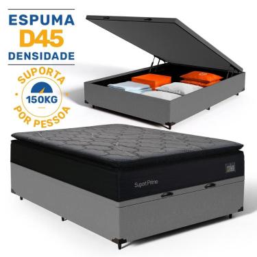 Imagem de Cama Box Baú com Colchão de Espuma D45 Pillow Top Suport Prime Casal 138cm