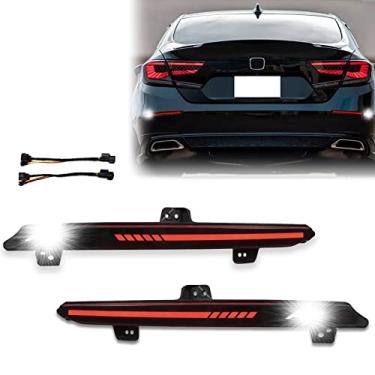 Imagem de GeeGee Lente fumê refletor de neblina traseiro refletor cauda de freio flash sequencial lâmpada Singal compatível com Honda Accord 2018-2020 2021 10th Plug and Play (branco)