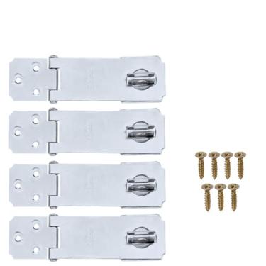 Imagem de Dobradiça Porta Cadeado Fecho Trinco Zincado 5,5" Para Portão Gaveta Armário | Silvana | Kit 04 Un