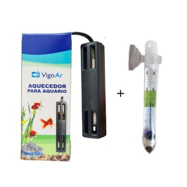 Imagem de Aquecedor Para Peixe Betta 1W Vigoar + Termometro De Vidro, 110V