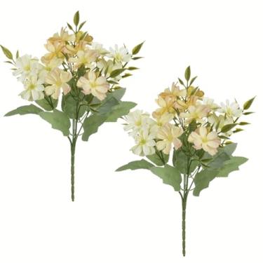 Imagem de Buquê Flor Do Campo Artificial Coloridas 15 mini flores Decoração Enfeite Casa 26cm Rosa, Branco, Verde, Pessego, Fucsia, Amarelo kit 2 unidades (Amarelo)