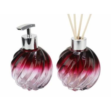 Imagem de Kit 02 Vidros Lavabo 250ml Espiral Vinho Porta Saboneteira Aromatizado