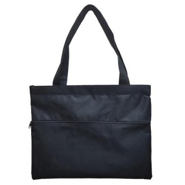 Imagem de Bolsa sacola feminina simples 30x40 em lona com bolso - Mania Mariana