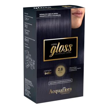 Imagem de Coloração Creme Acquaflora Kit Hidra Gloss 2.8 Preto Azulado