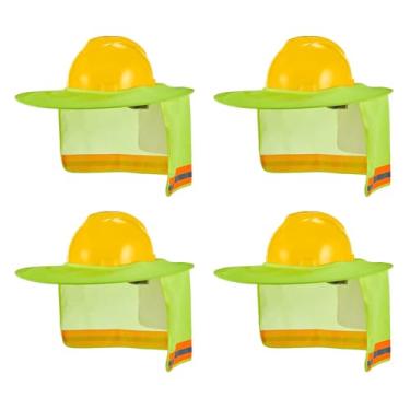 Imagem de Pacote com 4 protetores de sol de chapéu rígido, aba completa, viseira de chapéu rígido, protetor solar de malha com tiras refletoras, capa para guarda-sol, acessórios para capacete