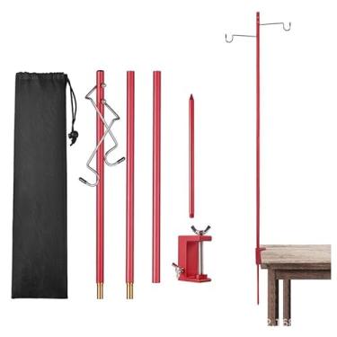 Imagem de Suporte de luz ao ar livre suprimentos de acampamento portátil dobrável luminárias suspensas para pesca noturna mercado noturno poste de luz de liga de alumínio