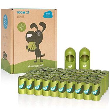 Imagem de Earth Rated Cea Dispenser & Dog Poop Bag Bulk Pack - 2 dispensadores de coleira para cães com 900 sacos de lixo doggie Sacos ultra grossos sem bordas