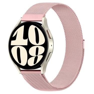 Imagem de AK Pulseira de metal compatível com Samsung Galaxy Watch 6 de 40 mm e 44 mm/Galaxy Watch 6 Classic de 43 mm e 47 mm, pulseira magnética de aço inoxidável de 20 mm para Galaxy Watch 6, feminino e