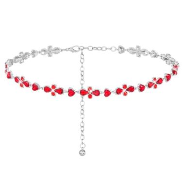 Imagem de Urieo Cinto de corrente de strass com corrente de cristal vermelho para biquíni ajustável, cintos, acessórios de joias corporais para mulheres, Length is 47.24IN, Strass, Strass