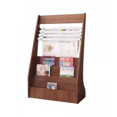 Imagem de Porta-jornais de chão Suporte de madeira para jornais e revistas, estante para livros, materiais promocionais, expositor Porta-revistas de chão(Brown)