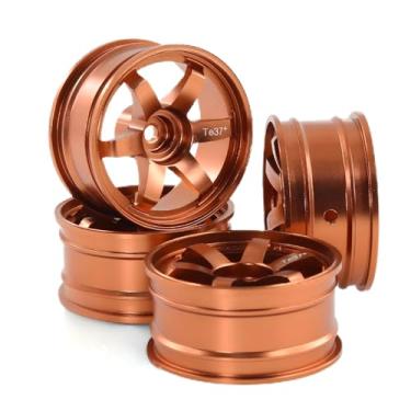Imagem de Chanjorlin 1/10 RC On Road Drift Wheels Rims Hex 12mm Alloy Aluminum Rally Racing Hubs for 1:10 Scale Touring Street Car Tires Tyres Tamiya TT01 TT02 A959 PTG2 HPI KYOSHO HSP XV02 XV01 4PCS (Gold)