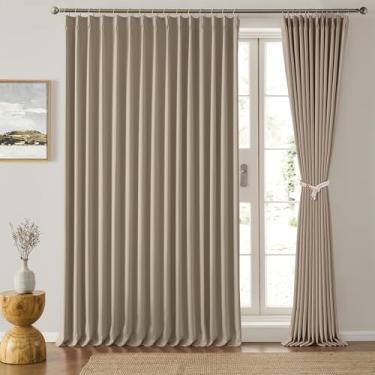 Imagem de Cortinas plissadas para portas deslizantes de pátio com 260 cm de comprimento, divisória blackout vertical, cortinas para sala de estar, sala de jantar, porta francesa (Cáqui, 250 cm de largura por