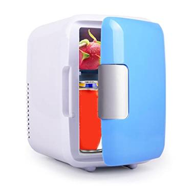 Imagem de Mini geladeira 4L mini geladeira carro refrigerador portátil alimentado por CA/CC refrigerador e aquecedor casa carro geladeira veículo universal peças 3 cores (cor: azul) (azul)