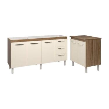 Imagem de Cozinha Balcão Armário Gabinete De Pia 150 Cm Deise E Balcão Jane Para