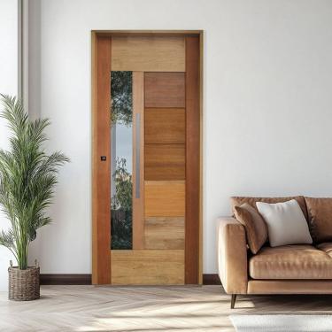 Imagem de Porta Batente Eucalipto 14 Puxador Barra chata 80 CM 92cm X 210cm Direito 3B