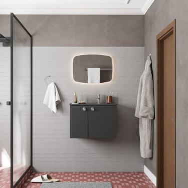 Imagem de Conjunto para Banheiro Aço Gabinete com Espelho Tarumã  Preto