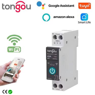 Imagem de Disjuntor Inteligente Wi-Fi 63A, Compatível Com Google Assistant e Alexa, Tongou, Com Medição, Preto