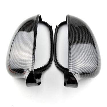 Imagem de Yoegerery Capa de espelho lateral retrovisor de carro tampa de asa acabamento de porta exterior compatível com VW Golf 5 MK5 GTI Jetta 5 Passat B6 B5.5-fibra de carbono