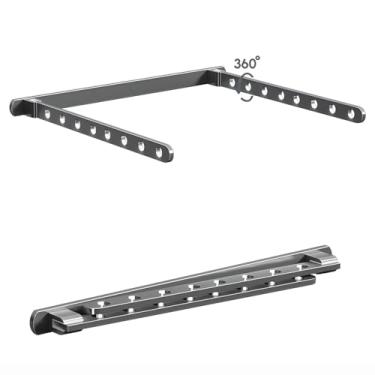 Imagem de FULANCCY Estante retrátil para secar roupas montado na parede, prateleiras dobráveis para lavanderia, rack de secagem de roupa dobrável para ambientes internos e externos, cabide para roupas que