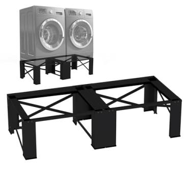 Imagem de SKM Suporte de pedestal 2 em 1 para lavadora e secadora 73,7 cm - Elevador universal de base de lavanderia de aço para máquinas de 4,8 a 5,3 metros cúbicos, design que economiza espaço com suporte