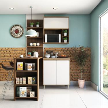 Imagem de Cozinha 4 Pçs 80cm Mel Vanill e Branco Laca E Nogueira