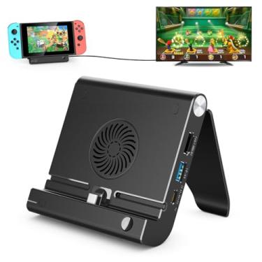 Imagem de YCCTEAM Dock Para Switch, Suporte Ajustável Com Usb Duplo Playstand Oled, Modo Tv, Conversor Hdmi Tipo C, Ventilador Integrado, 3 Portas Plug And Play