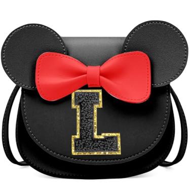 Imagem de OYLOLA Presentes De Aniversário Para Meninas 3, 4, 5, 6, 7 E 8 Anos, Bolsa Infantil Com Inicial Crianças, Preta, Tamanho G