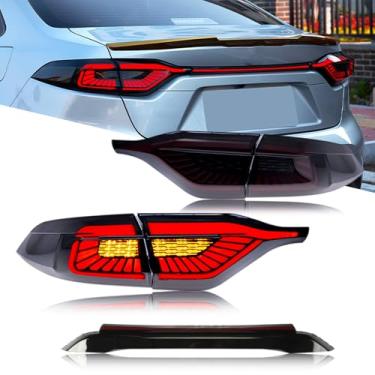 Imagem de Novo acessório compatível com Toyota Corolla 2020-2025 Sedan E210 Luzes traseiras de LED completo com sequencial sequencial, animação dinâmica, conjunto de lâmpadas traseiras pretas com luz média