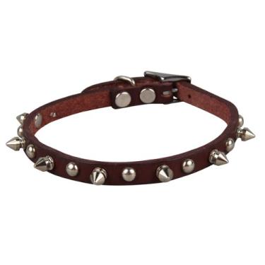 Imagem de OmniPet Coleira para cães Leather Brothers 38LKS-BU10 de 3/8 x 25,4 cm com cravos regulares de couro Latigo, PP, vinho