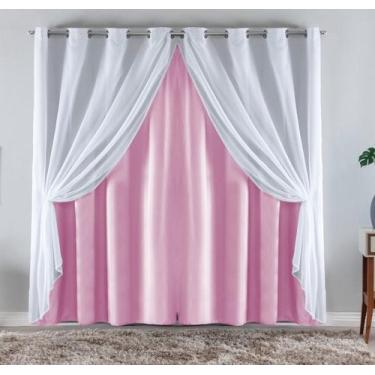 Imagem de Cortina Luxo Sala Voil Com Forro Microfibra 3m Janela Quarto - Casa Pe