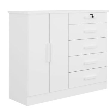 Imagem de Cômoda Para Quarto Com Sapateira 5 Gavetas - New Athos-branco - Móveis D'doro