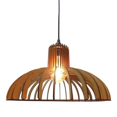 Imagem de Luminária Teto Tipo Pendente Em Mdf - Completa - Preta