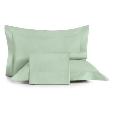 Imagem de Jogo de Cama Queen 4 Peças Altenburg Algodão Lux 200 Fios Verde Claro
