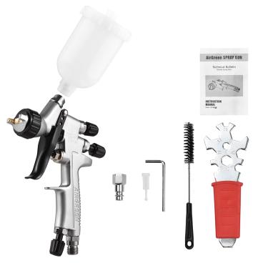 Imagem de Chusui HVLP 1.0mm Kit de pistola de pulverização de ar 250cc Fluid Cup Gravity Feed Air Paint Sprayer Mini Handheld 360-graus pistola de pintura para reparação de automóveis Móveis Superfície Pintu QL