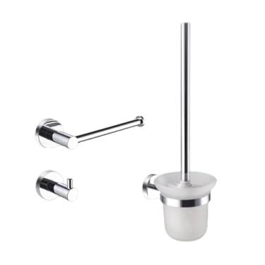 Imagem de Acessórios para banheiro: Aço inoxidável 304 cromado, toalheiro, porta-papel higiênico, saboneteira, toalheiro, acessórios para banheiro (conjunto de 3 peças)