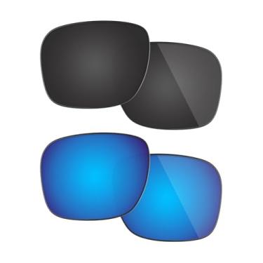 Imagem de Fiskr Lentes polarizadas de substituição para óculos de sol Oakley TwoFace (OO9189) com revestimento antiarranhões, água salgada e antipoeira (preto oculto e azul gelo)