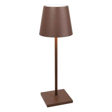 Imagem de Zafferano – Luminária de Mesa Poldina L Desk (Corten) LED 2200K–3000K | Recarregável com Sensor Touch, IP54 e Base de Contato | Ideal p/Ambientes Internos ou Externos com Design Sofisticado