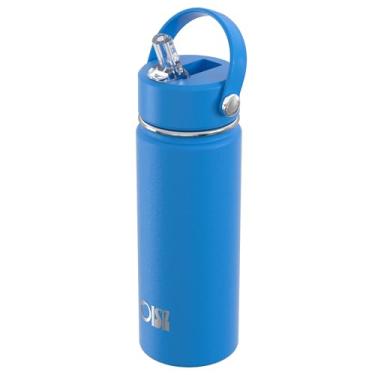 Imagem de OISIZ Garrafa de água infantil de 510 g com tampa de palha, garrafa de água isolada a vácuo, garrafas de água de aço inoxidável 316 para crianças para escola, garrafa de água à prova de vazamento